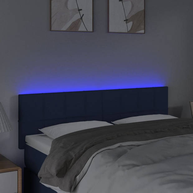 vidaXL Hoofdbord LED 144x5x78/88 cm stof blauw