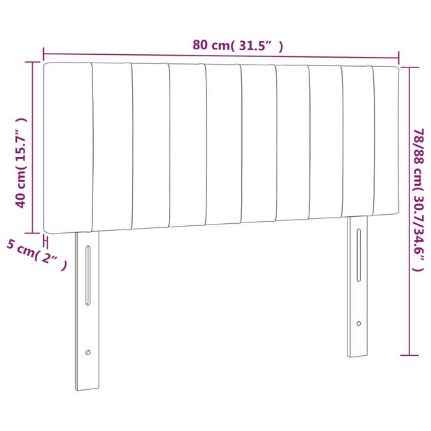 vidaXL Hoofdbord LED 80x5x78/88 cm stof crèmekleurig