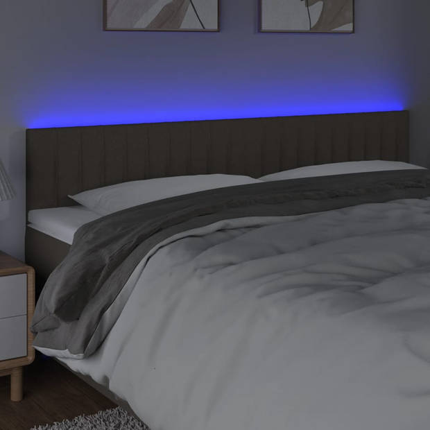 vidaXL Hoofdbord LED 200x5x78/88 cm stof taupe