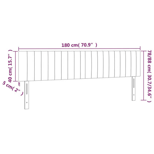 vidaXL Hoofdbord LED 180x5x78/88 cm stof donkergrijs