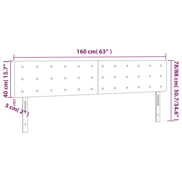 vidaXL Hoofdbord LED 160x5x78/88 cm stof donkergrijs