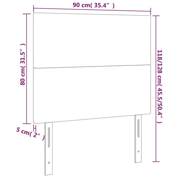 vidaXL Hoofdbord LED 90x5x118/128 cm stof taupe