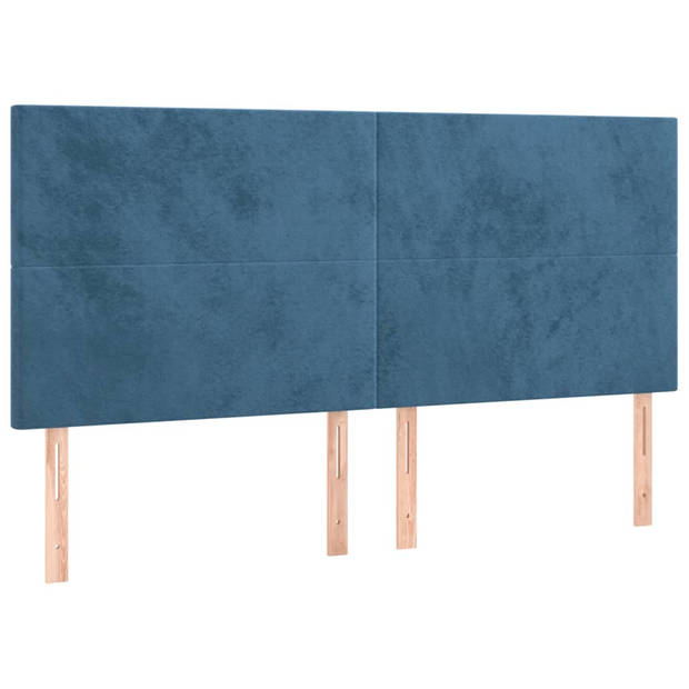 vidaXL Hoofdbord LED 180x5x118/128 cm fluweel donkerblauw