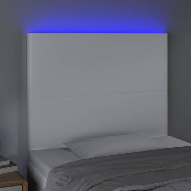 vidaXL Hoofdbord LED 90x5x118/128 cm kunstleer wit