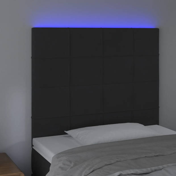 vidaXL Hoofdbord LED 80x5x118/128 cm fluweel zwart
