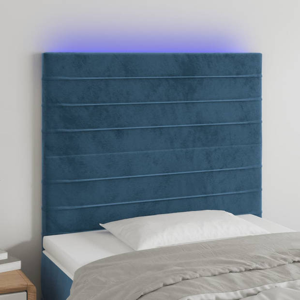 vidaXL Hoofdbord LED 80x5x118/128 cm fluweel donkerblauw