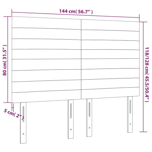 vidaXL Hoofdbord LED 144x5x118/128 cm fluweel donkergroen