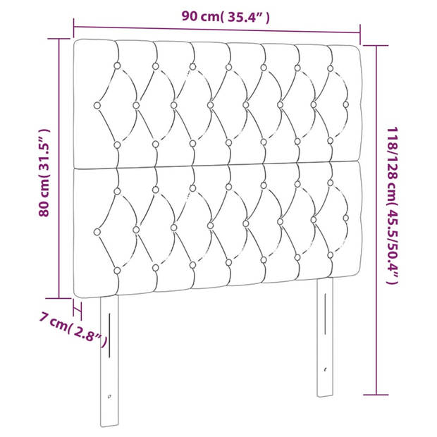 vidaXL Hoofdbord LED 90x7x118/128 cm fluweel donkergroen