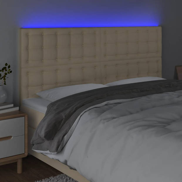 The Living Store Hoofdeind LED-hoofdbord - Crème - 180x5x118/128cm - Verstelbaar hoofdbord met LED-verlichting