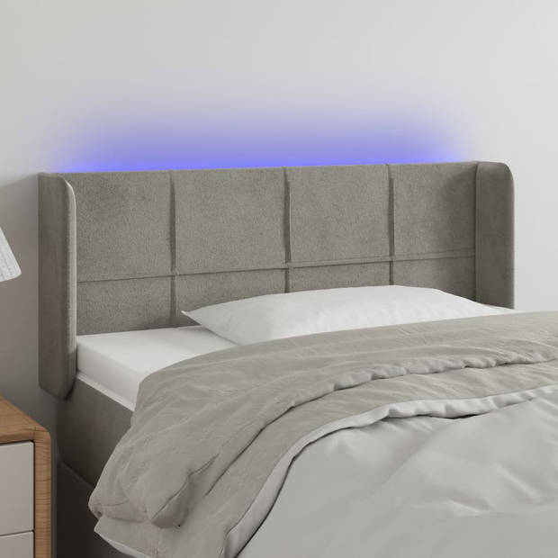 The Living Store Hoofdbord Bedhoofdeinde - Lichtgrijs - LED-verlichting - Verstelbare hoogte - Snijdbare LED-strip -