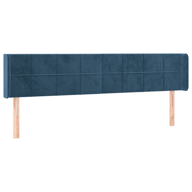 vidaXL Hoofdbord LED 183x16x78/88 cm fluweel donkerblauw