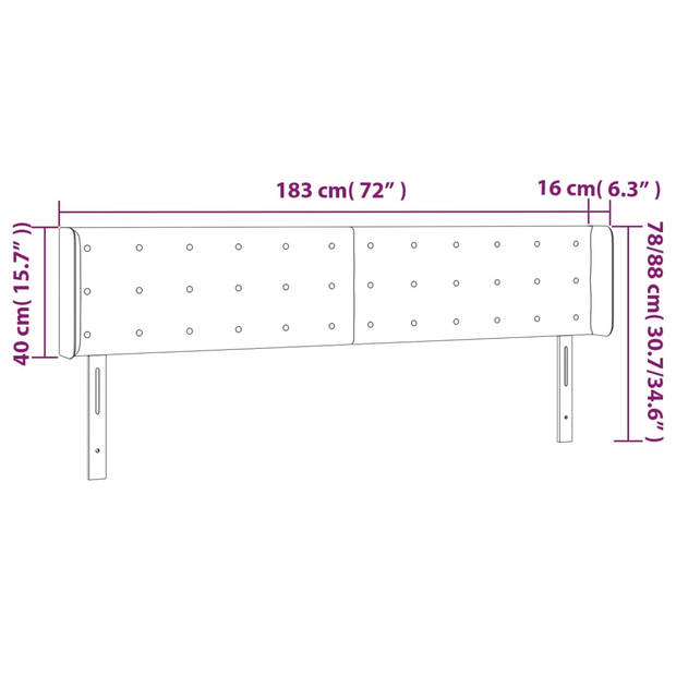 vidaXL Hoofdbord LED 183x16x78/88 cm kunstleer wit