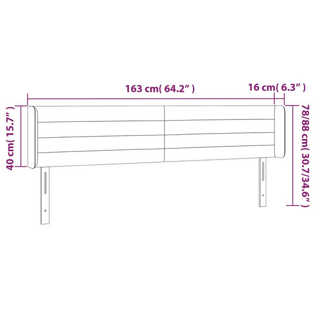 vidaXL Hoofdbord LED 163x16x78/88 cm fluweel donkergroen