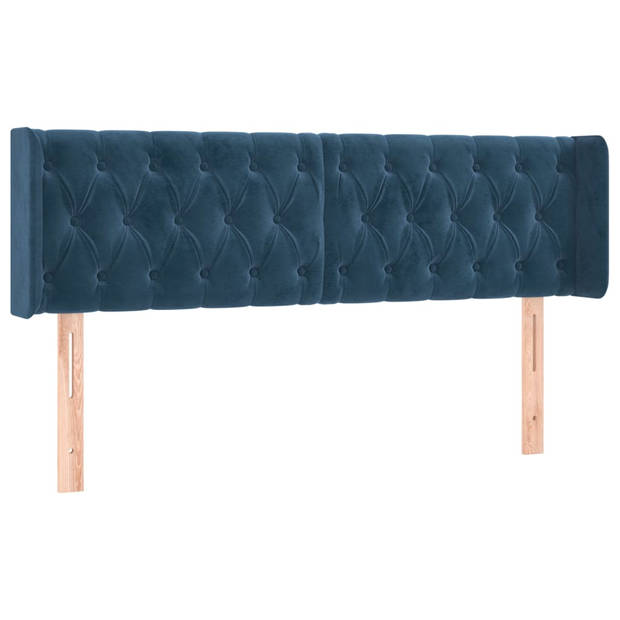 vidaXL Hoofdbord LED 163x16x78/88 cm fluweel donkerblauw