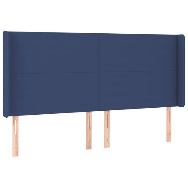 vidaXL Hoofdbord LED 163x16x118/128 cm stof blauw