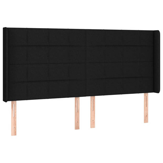 vidaXL Hoofdbord LED 163x16x118/128 cm stof zwart