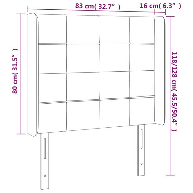 vidaXL Hoofdbord LED 83x16x118/128 cm fluweel lichtgrijs