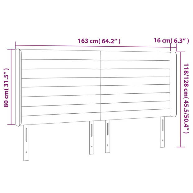 vidaXL Hoofdbord LED 163x16x118/128 cm stof taupe