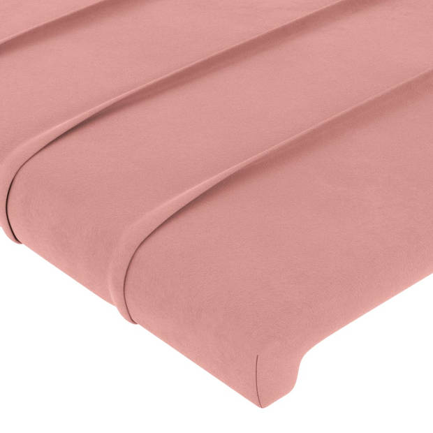 vidaXL Bedframe met hoofdeinde fluweel roze 90x200 cm