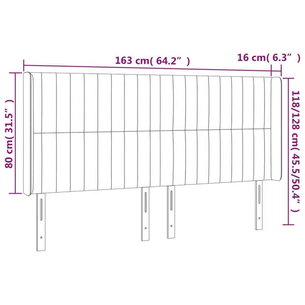 vidaXL Hoofdbord LED 163x16x118/128 cm stof donkerbruin