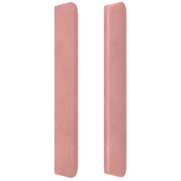 vidaXL Hoofdbord met randen 103x16x118/128 cm fluweel roze