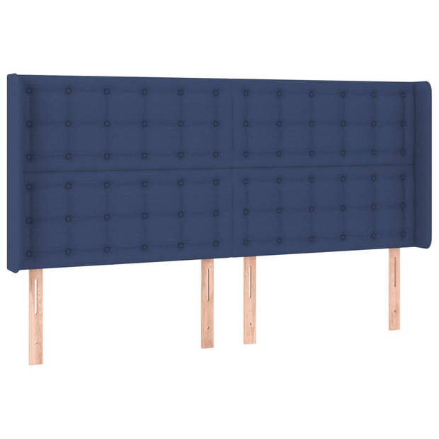 vidaXL Hoofdbord LED 203x16x118/128 cm stof blauw