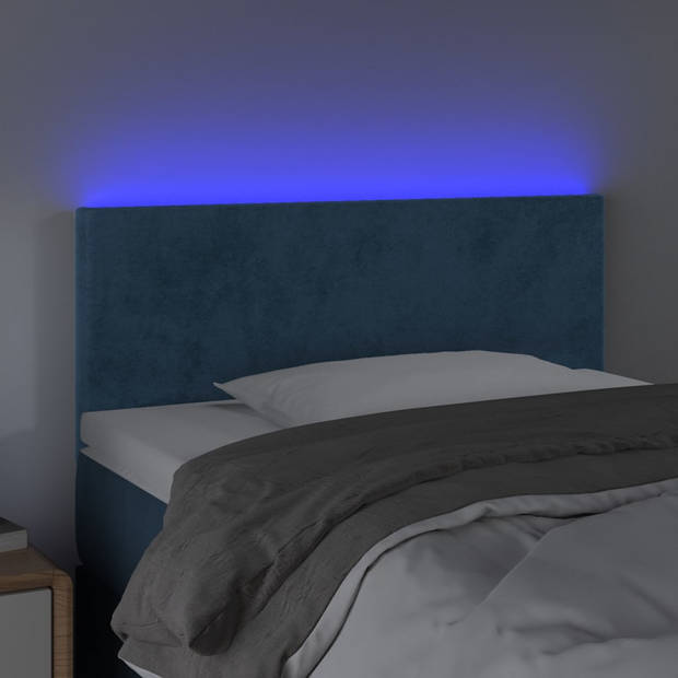 vidaXL Hoofdbord LED 80x5x78/88 cm fluweel donkerblauw