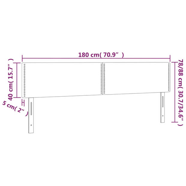 vidaXL Hoofdborden 2 st 90x5x78/88 cm stof donkergrijs