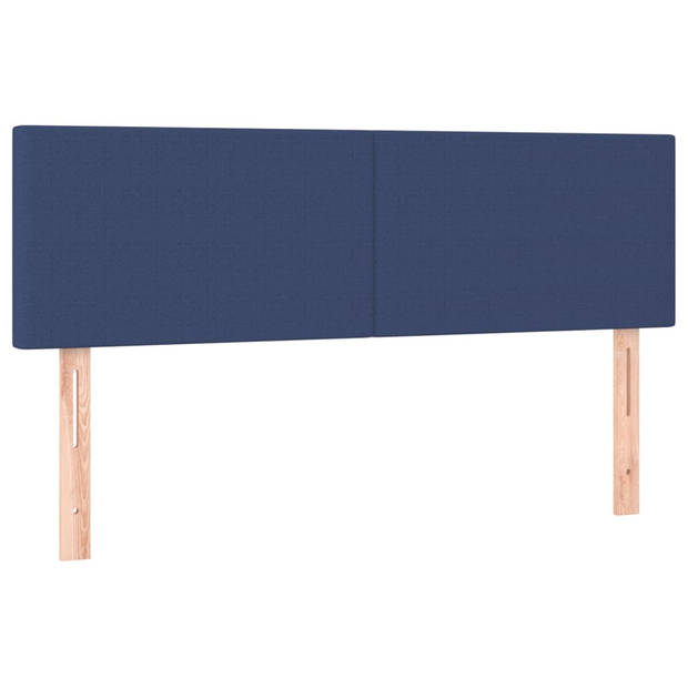 vidaXL Hoofdbord LED 144x5x78/88 cm stof blauw