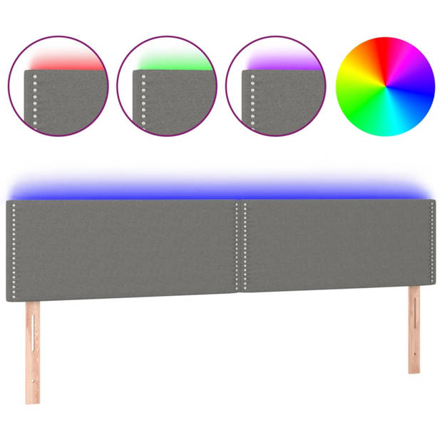 vidaXL Hoofdbord LED 180x5x78/88 cm stof donkergrijs