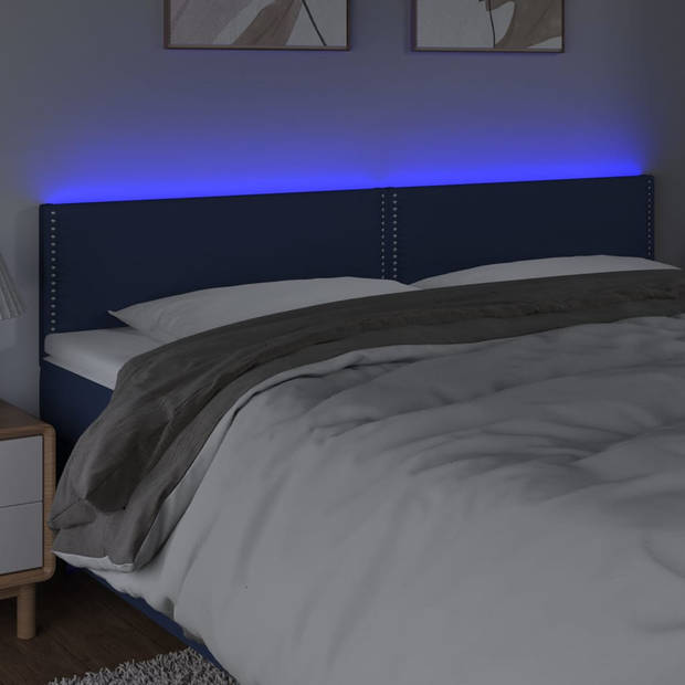 vidaXL Hoofdbord LED 160x5x78/88 cm stof blauw