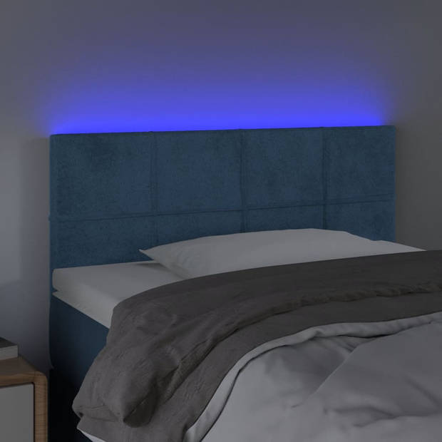 vidaXL Hoofdbord LED 80x5x78/88 cm fluweel donkerblauw