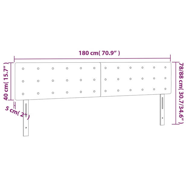 vidaXL Hoofdborden 2 st 90x5x78/88 cm stof donkerbruin