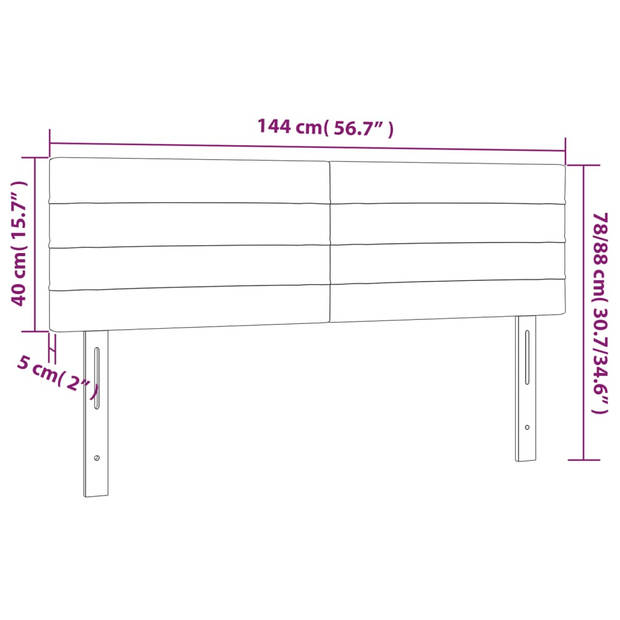 vidaXL Hoofdbord LED 144x5x78/88 cm stof zwart