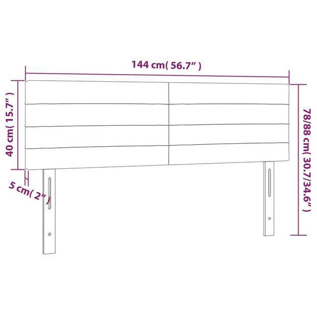 vidaXL Hoofdbord LED 144x5x78/88 cm stof lichtgrijs