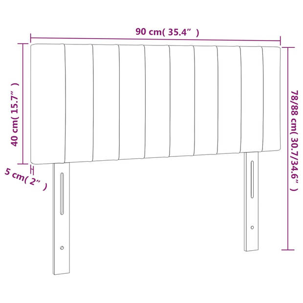 vidaXL Hoofdbord LED 90x5x78/88 cm fluweel donkergrijs