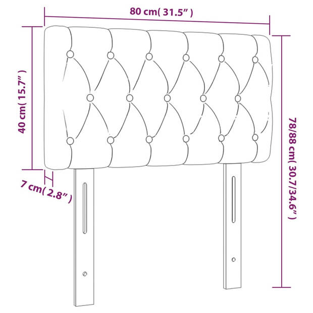 vidaXL Hoofdbord LED 80x7x78/88 cm stof donkergrijs