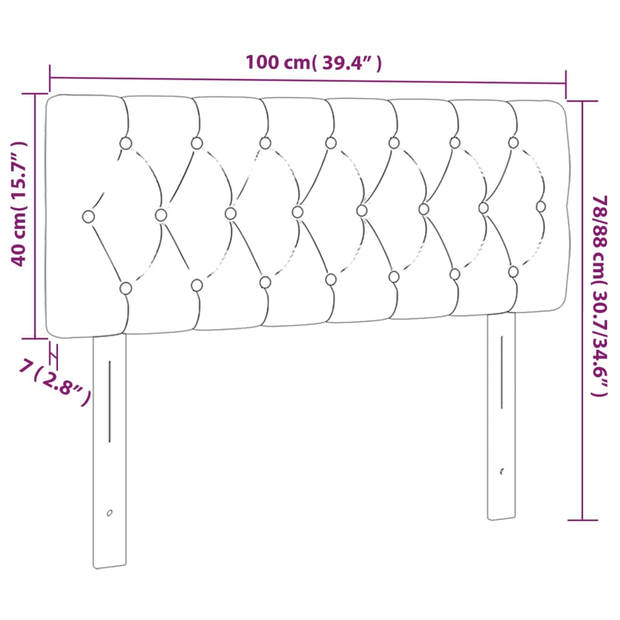 vidaXL Hoofdbord LED 100x7x78/88 cm fluweel donkergrijs