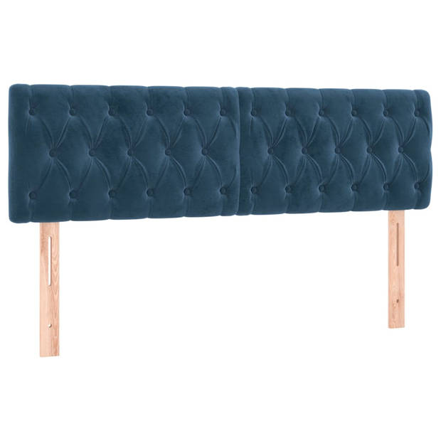 vidaXL Boxspring met matras fluweel donkerblauw 140x190 cm