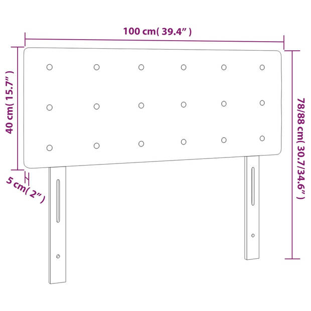 vidaXL Hoofdbord LED 100x5x78/88 cm stof crèmekleurig