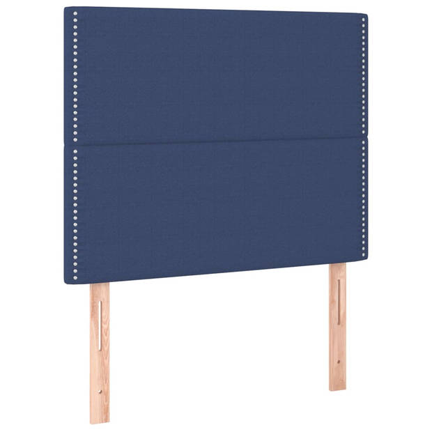 vidaXL Hoofdbord LED 90x5x118/128 cm stof blauw