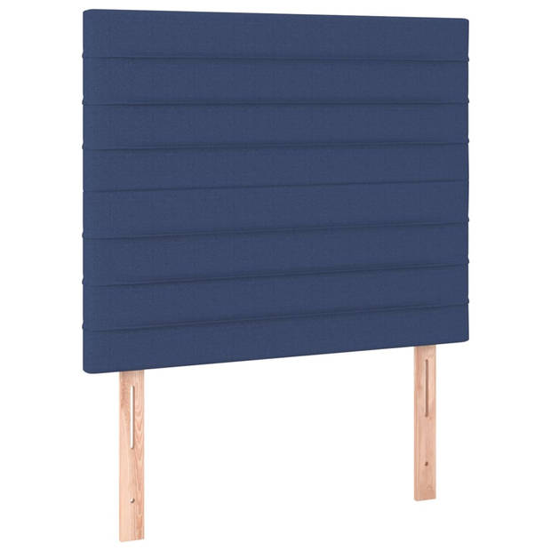 vidaXL Hoofdbord LED 100x5x118/128 cm stof blauw