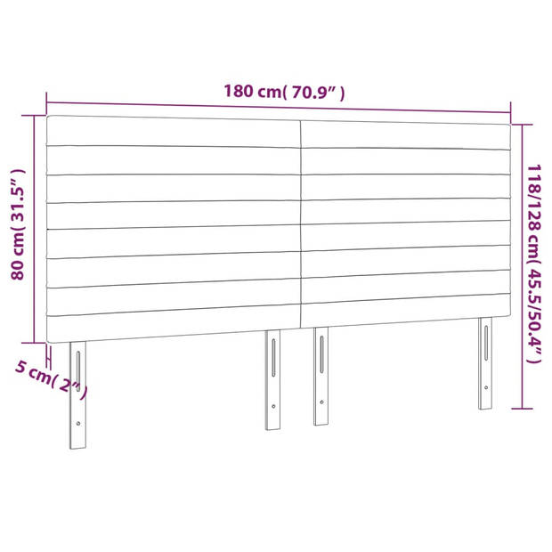 vidaXL Hoofdbord LED 180x5x118/128 cm stof crèmekleurig