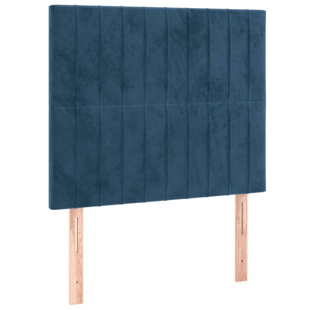 vidaXL Hoofdbord LED 90x5x118/128 cm fluweel donkerblauw