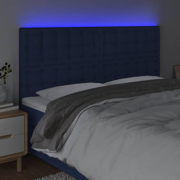 vidaXL Hoofdbord LED 180x5x118/128 cm stof blauw