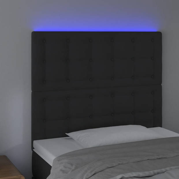 vidaXL Hoofdbord LED 90x5x118/128 cm fluweel zwart