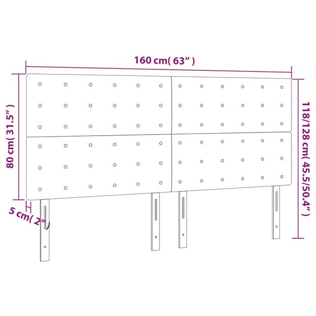 vidaXL Hoofdbord LED 160x5x118/128 cm fluweel donkergroen