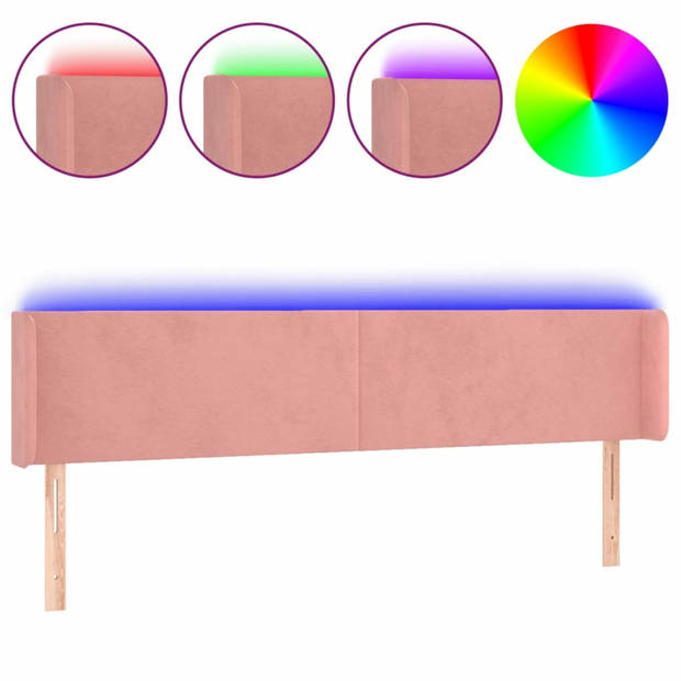 vidaXL Hoofdbord LED 183x16x78/88 cm fluweel roze