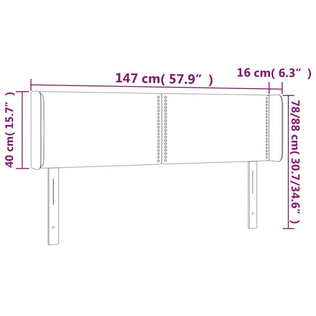 vidaXL Hoofdbord LED 147x16x78/88 cm fluweel donkergrijs