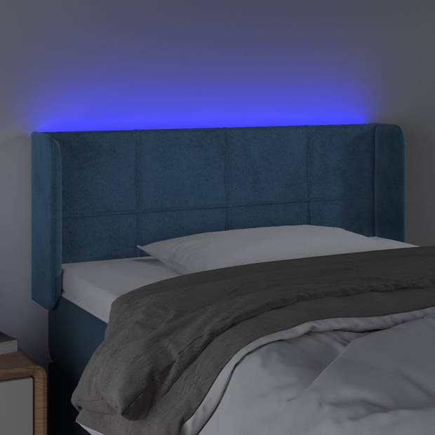 vidaXL Hoofdbord LED 93x16x78/88 cm fluweel blauw